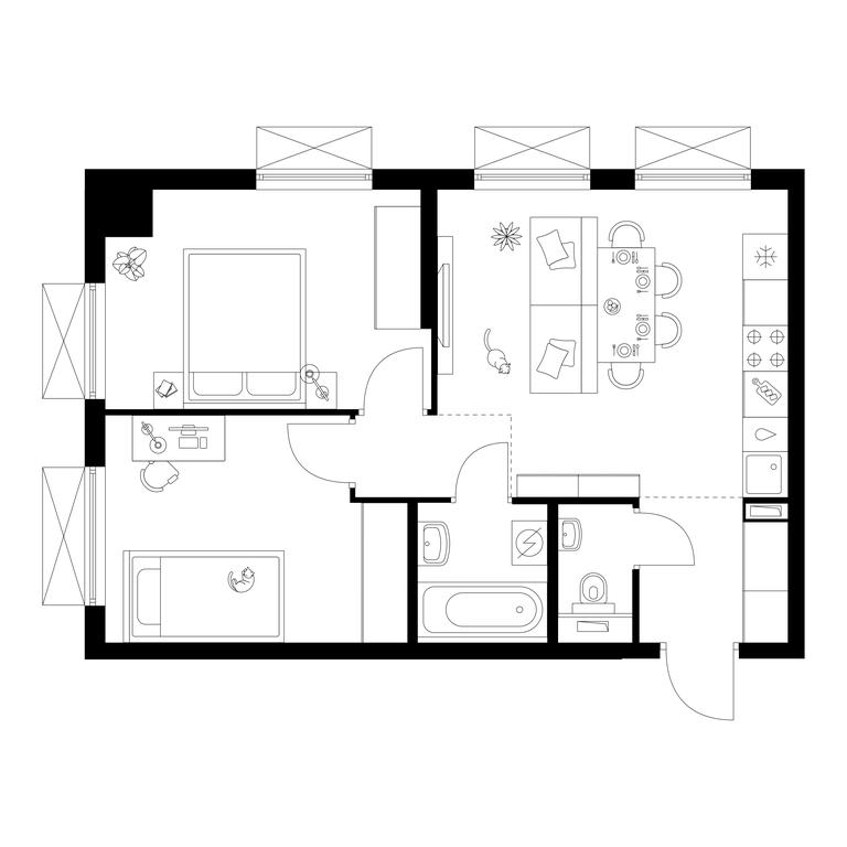 2-BD Apartment Sale, 49.8平方米 at Tomilinskiy Bulvar, Novaya Street, 1, Kotelniki, Moscow Region, Russia #1