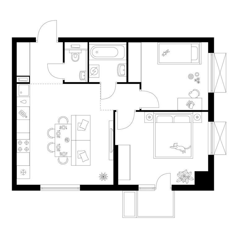 2-BD Apartment Sale, 54.6平方米 at Tomilinskiy Bulvar, Novaya Street, 1, Kotelniki, Moscow Region, Russia #1