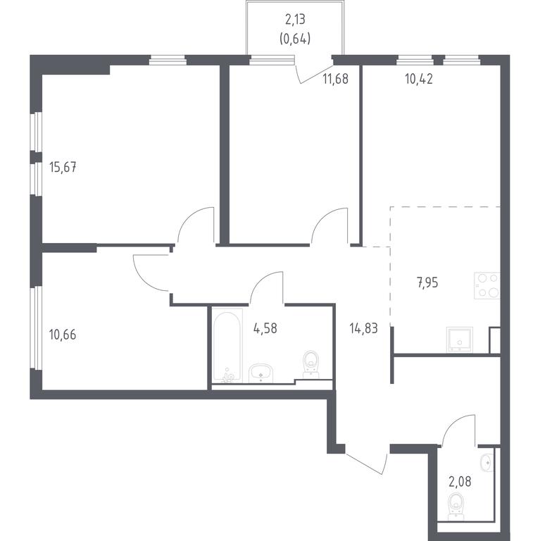 2-BD Apartment Sale, 78.51平方米 at Ostafevo, Ostafyevskoe Highway, 12к1, Ryazanovskoe Settlement, Moscow, Russia #1 2-BD Apartment Sale, 78.51平方米 at Ostafevo, Ostafyevskoe Highway, 12к1, Ryazanovskoe Settlement, Moscow, Russia #1