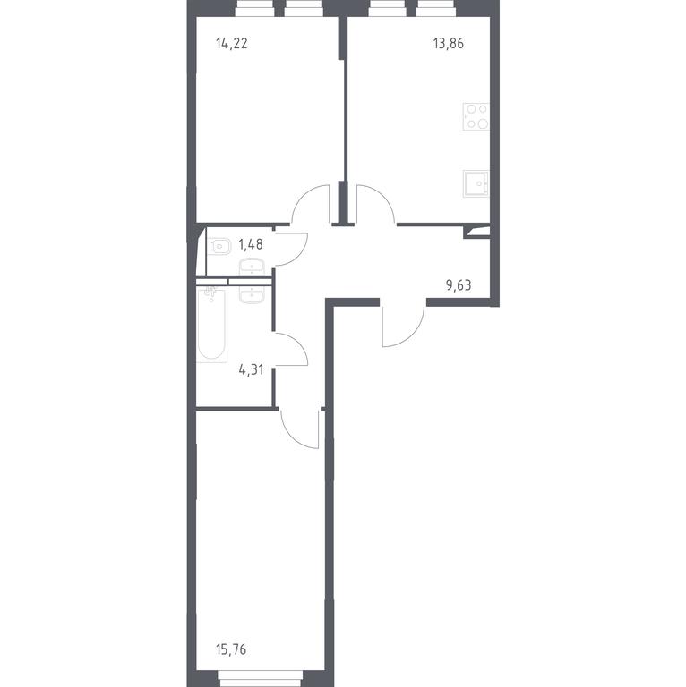 1-BD Apartment Sale, 59.26 sq. m. at Ostafevo, Ostafyevskoe Highway, 12к1, Ryazanovskoe Settlement, Moscow, Russia #1