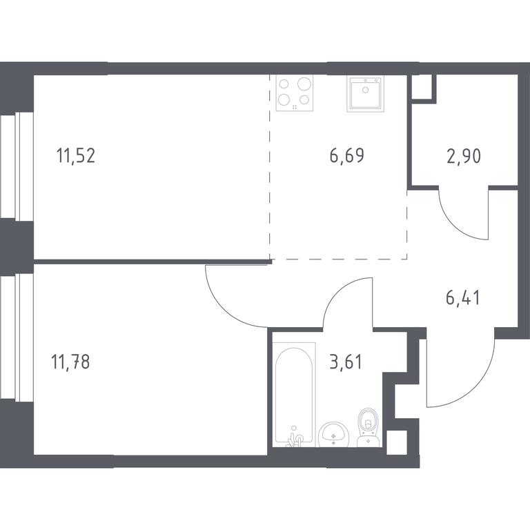 Apartment Sale, 42.91 sq. m. at Eko Bunino, prospekt Kuprina, 34к1, Sosenskoye Settlement, Moscow, Russia #1
