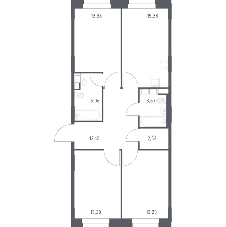 2-BD Apartment Sale, 78.58 sq. m. at Eko Bunino, prospekt Kuprina, 34к1, Sosenskoye Settlement, Moscow, Russia #1