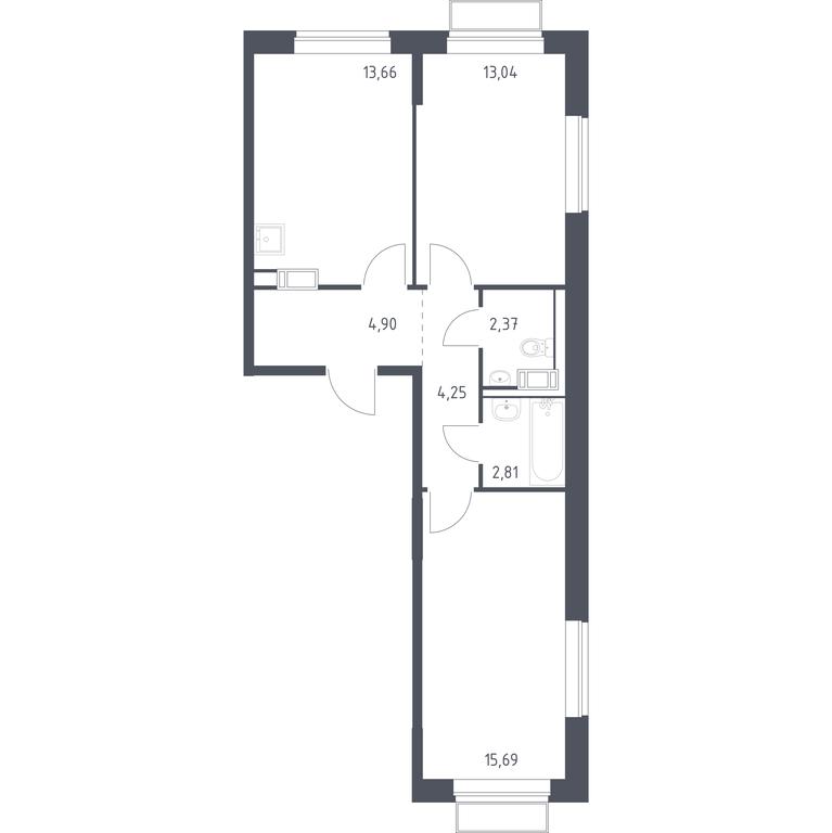 1-BD Apartment Sale, 56.72 sq. m. at Tomilino Park, 1-y kvartal, posyolok Zhilino-1, Lubertsy City District, Moscow Region, Russia #1