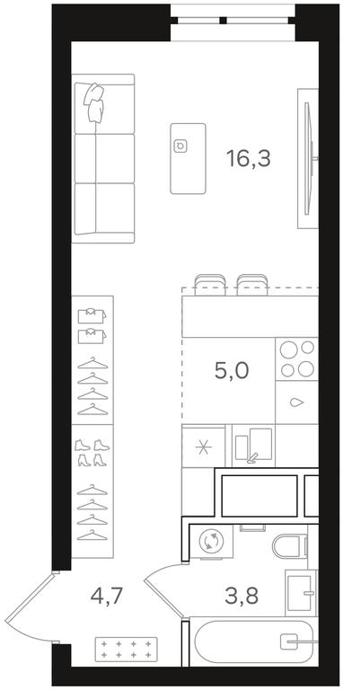 Apartment Sale, 29.8平方米 at Mangazeya na Rechnom, Leningradskoye Highway, Moscow, Russia #1