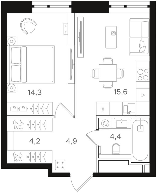 1-BD Apartment Sale, 43.4 sq. m. at Mangazeya na Rechnom, Leningradskoye Highway, Moscow, Russia #1