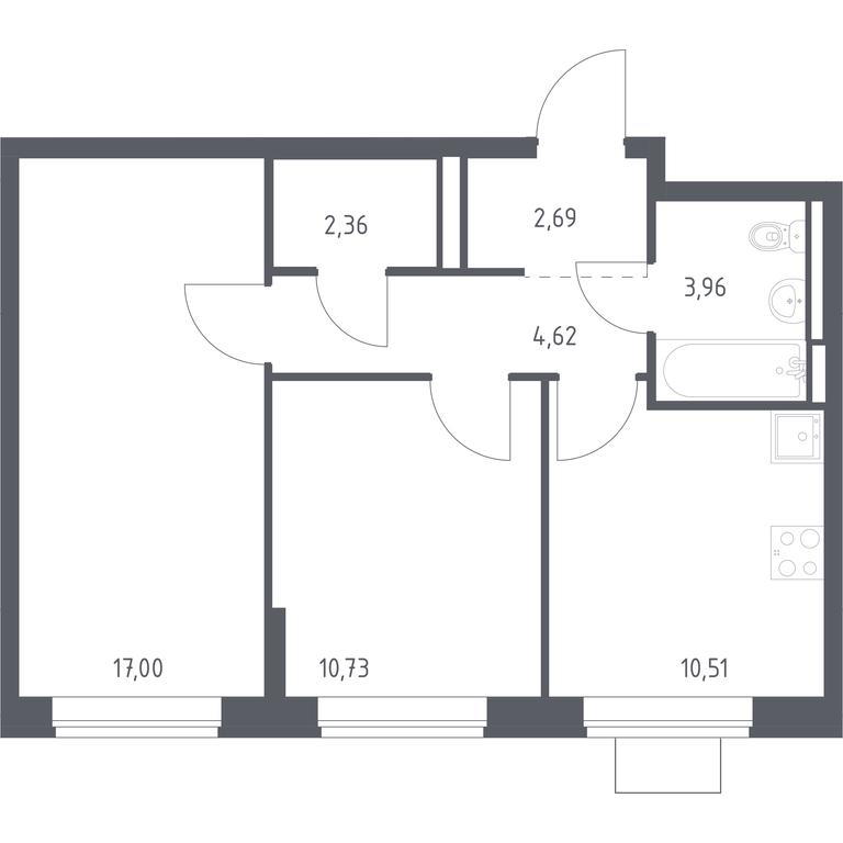 1-BD Apartment Sale, 51.87 sq. m. at Bogdanovskiy Les, derevnya Bogdanikha, Leninskiy City District, Moscow Region, Russia #1 1-BD Apartment Sale, 51.87 sq. m. at Bogdanovskiy Les, derevnya Bogdanikha, Leninskiy City District, Moscow Region, Russia #1