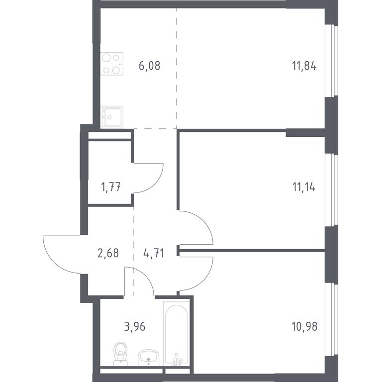 1-BD Apartment Sale, 53.16 sq. m. at Mytishchi Park, Silikatnaya ulitsa, 41к3, Mytischi, Moscow Region, Russia #1