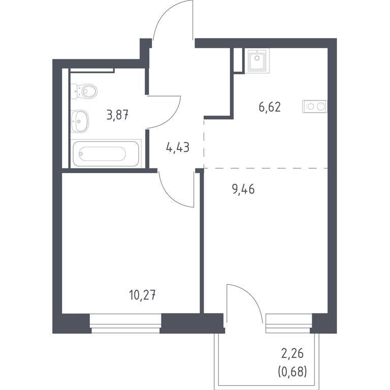 Apartment Sale, 35.33 sq. m. at Egorovo Park, 1-y kvartal, posyolok Zhilino-1, Lubertsy City District, Moscow Region, Russia #1