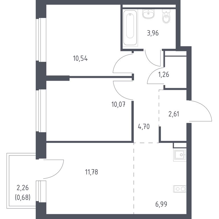 1-BD Apartment Sale, 52.59 sq. m. at Egorovo Park, 1-y kvartal, posyolok Zhilino-1, Lubertsy City District, Moscow Region, Russia #1