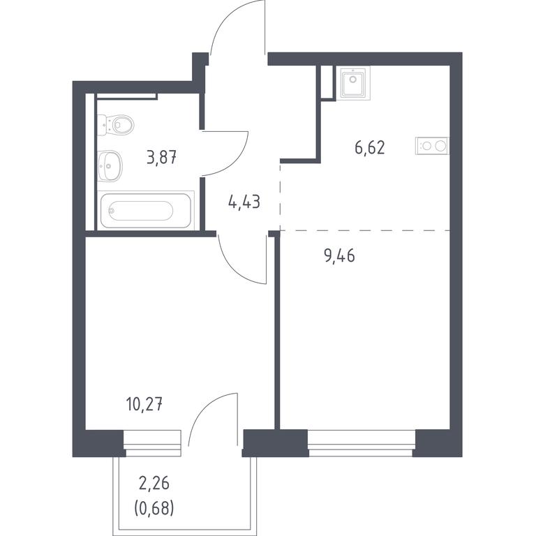 Apartment Sale, 35.33平方米 at Egorovo Park, 1-y kvartal, posyolok Zhilino-1, Lubertsy City District, Moscow Region, Russia #1