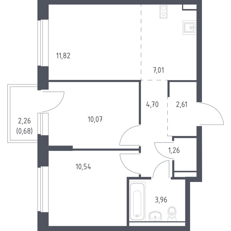 1-BD Apartment Sale, 52.65平方米 at Egorovo Park, 1-y kvartal, posyolok Zhilino-1, Lubertsy City District, Moscow Region, Russia #1 1-BD Apartment Sale, 52.65平方米 at Egorovo Park, 1-y kvartal, posyolok Zhilino-1, Lubertsy City District, Moscow Region, Russia #1