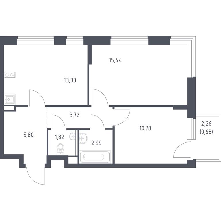 1-BD Apartment Sale, 54.56平方米 at Egorovo Park, 1-y kvartal, posyolok Zhilino-1, Lubertsy City District, Moscow Region, Russia #1 1-BD Apartment Sale, 54.56平方米 at Egorovo Park, 1-y kvartal, posyolok Zhilino-1, Lubertsy City District, Moscow Region, Russia #1