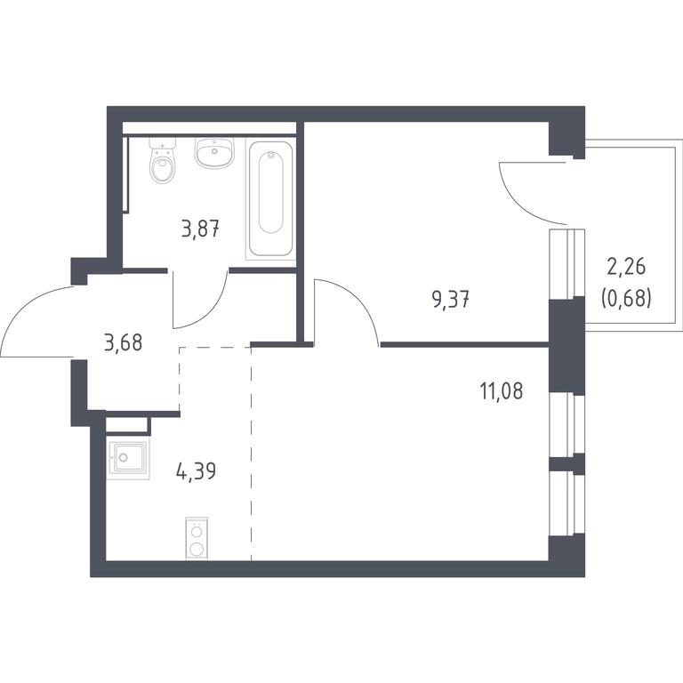 Apartment Sale, 33.07平方米 at Egorovo Park, 1-y kvartal, posyolok Zhilino-1, Lubertsy City District, Moscow Region, Russia #1