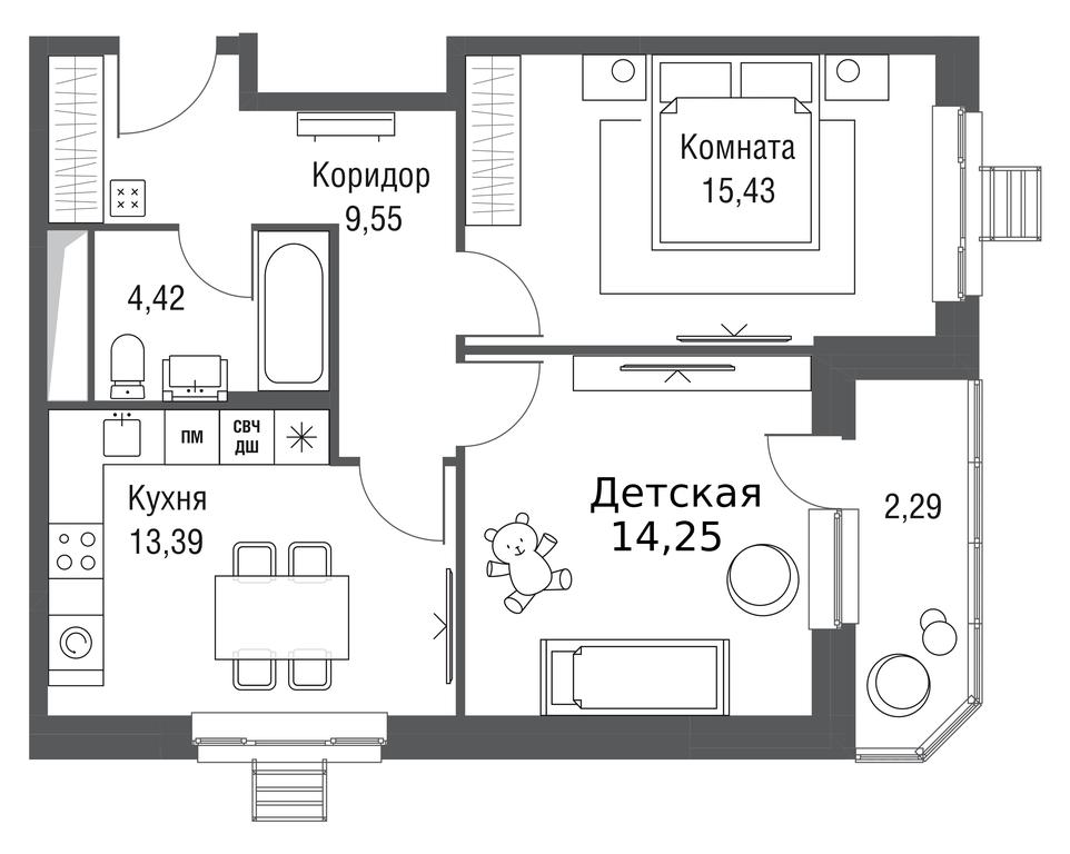 2-BD Apartment Sale, 59.33平方米 at Odinburg, Severnaya Street, 11, Odintsovo, Moscow Region, Russia #2 2-BD Apartment Sale, 59.33平方米 at Odinburg, Severnaya Street, 11, Odintsovo, Moscow Region, Russia #2