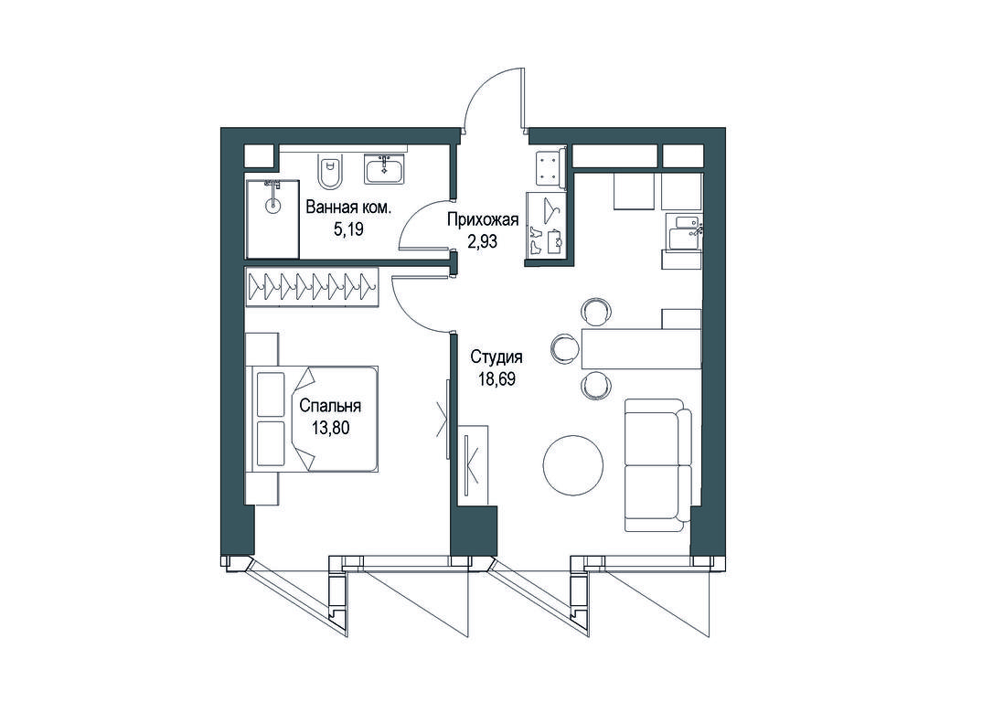 1-BD Apartment Sale, 40.61 sq. m. at Famous, Bagrationovsky Drive, 5к2, Moscow, Russia #2 1-BD Apartment Sale, 40.61 sq. m. at Famous, Bagrationovsky Drive, 5к2, Moscow, Russia #2