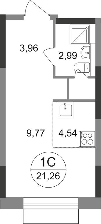 Apartment Sale, 21.26平方米 at Novograd Pavlino, Kosinskoye shosse, 2, Novoye Pavlino Microdistrict, Balashikha, Moscow Region, Russia #1