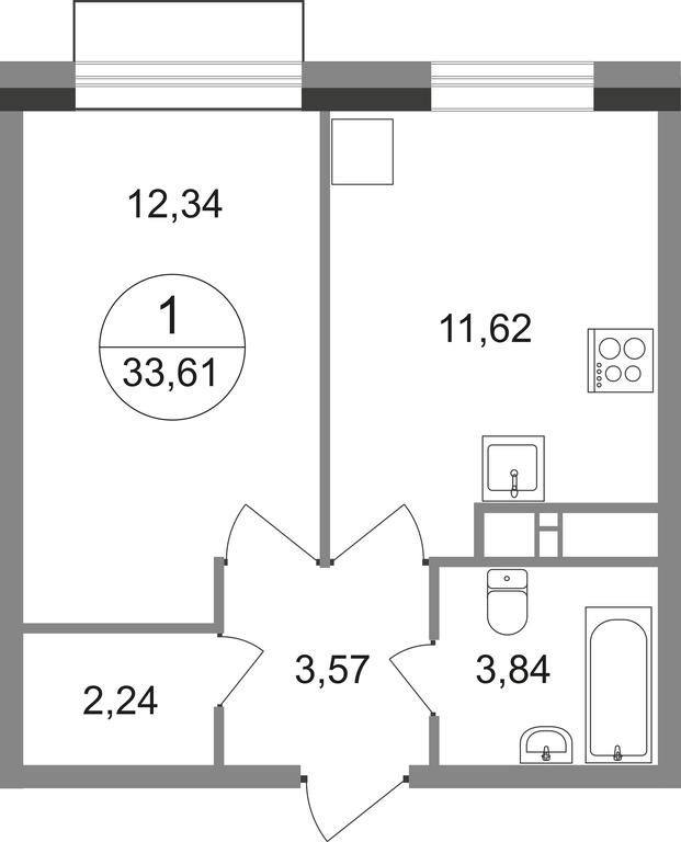 Apartment Sale, 33.61 sq. m. at Novograd Pavlino, Kosinskoye shosse, 2, Novoye Pavlino Microdistrict, Balashikha, Moscow Region, Russia #1