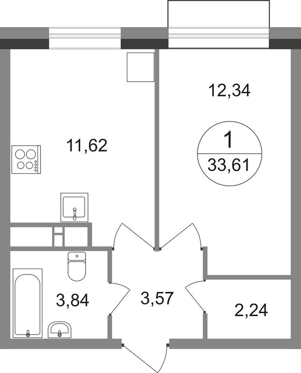 Apartment Sale, 33.61 sq. m. at Novograd Pavlino, Kosinskoye shosse, 2, Novoye Pavlino Microdistrict, Balashikha, Moscow Region, Russia #1