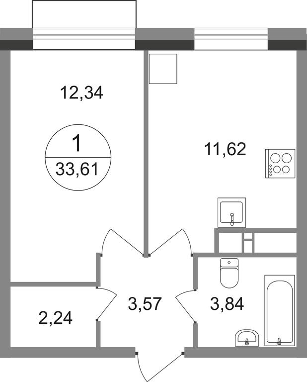 Apartment Sale, 33.61 sq. m. at Novograd Pavlino, Kosinskoye shosse, 2, Novoye Pavlino Microdistrict, Balashikha, Moscow Region, Russia #1