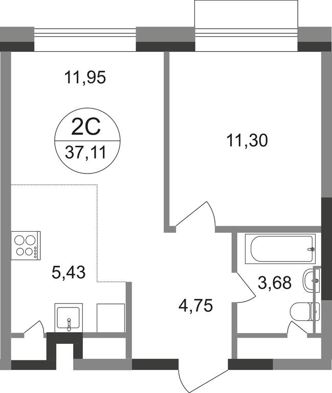 2-BD Apartment Sale, 37.11平方米 at Novograd Pavlino, Kosinskoye shosse, 2, Novoye Pavlino Microdistrict, Balashikha, Moscow Region, Russia #1
