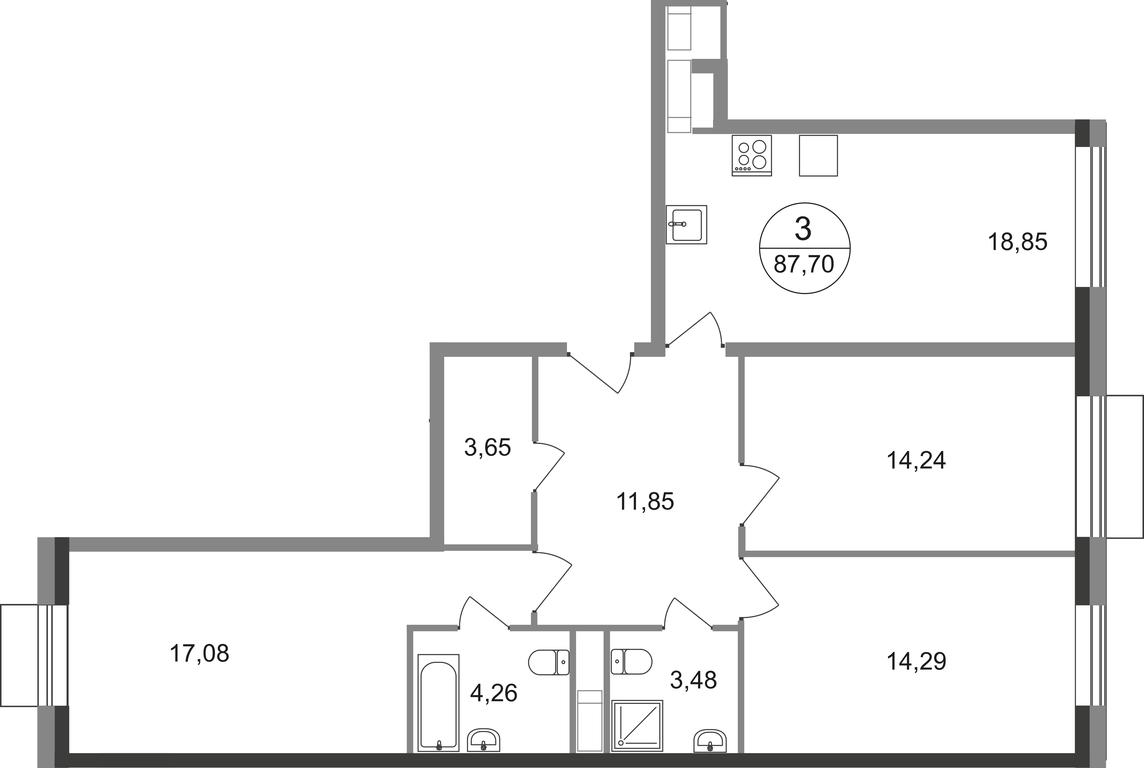 3-BD Apartment Sale, 87.7 sq. m. at Novograd Pavlino, Kosinskoye shosse, 2, Novoye Pavlino Microdistrict, Balashikha, Moscow Region, Russia #1 3-BD Apartment Sale, 87.7 sq. m. at Novograd Pavlino, Kosinskoye shosse, 2, Novoye Pavlino Microdistrict, Balashikha, Moscow Region, Russia #1