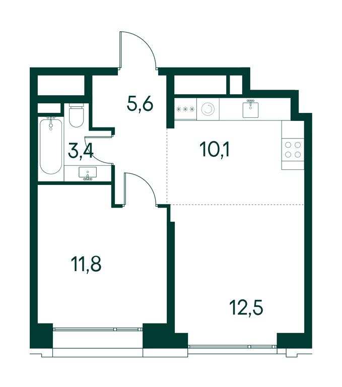 1-BD Apartment Sale, 43.4 sq. m. at Primavera, Volokolamskoye Highway, вл67, Moscow, Russia #1