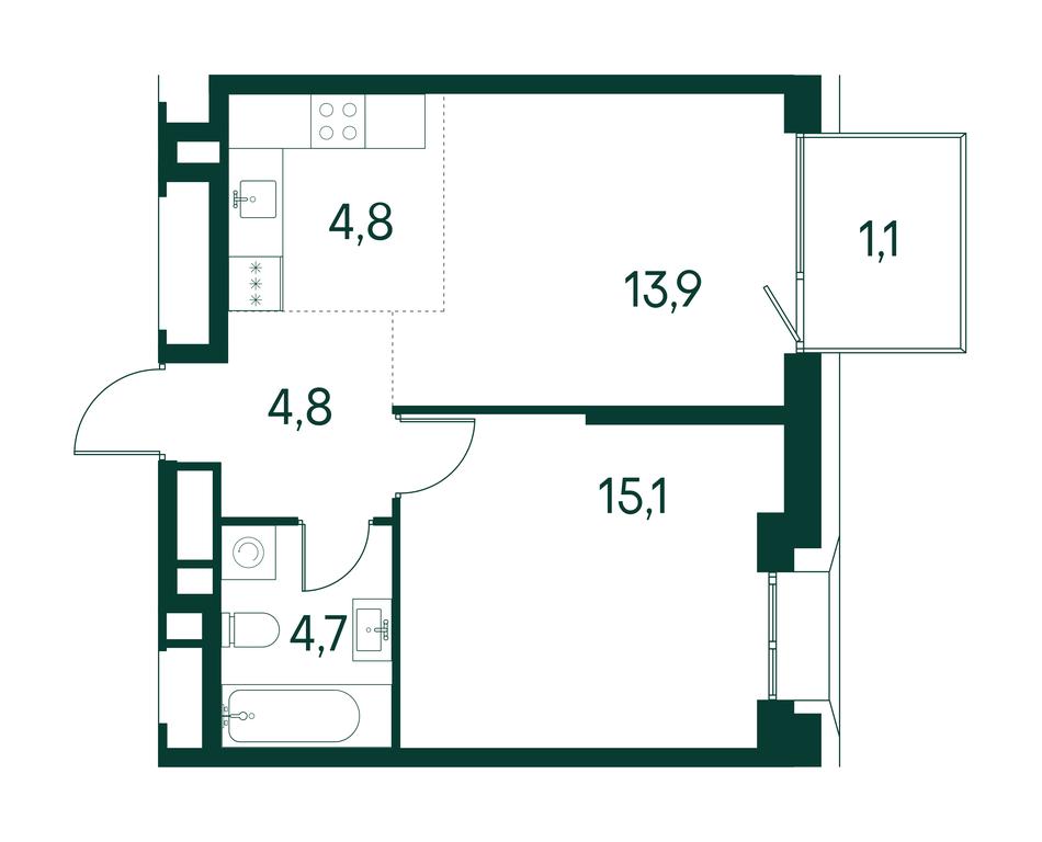 1-BD Apartment Sale, 45.4 sq. m. at Primavera, Volokolamskoye Highway, вл67, Moscow, Russia #1