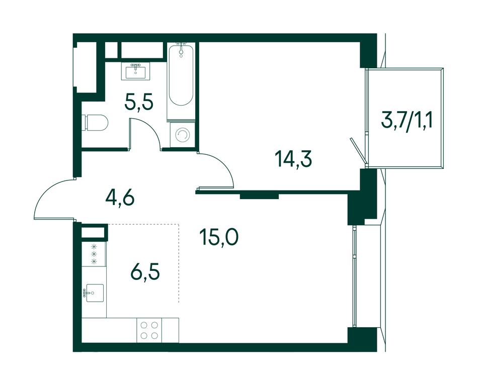 1-BD Apartment Sale, 47 sq. m. at Primavera, Volokolamskoye Highway, вл67, Moscow, Russia #2