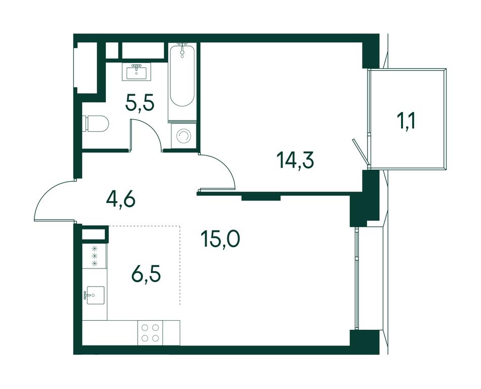 1-BD Apartment Sale, 47 sq. m. at Primavera, Volokolamskoye Highway, вл67, Moscow, Russia #1