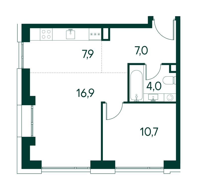 1-BD Apartment Sale, 46.5 sq. m. at Primavera, Volokolamskoye Highway, вл67, Moscow, Russia #1
