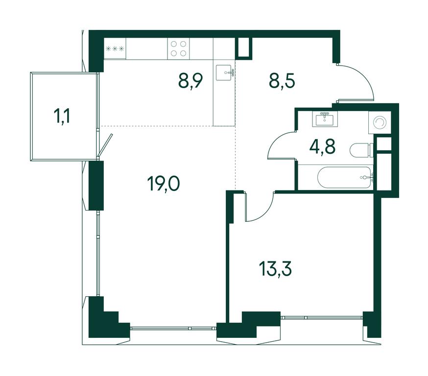 1-BD Apartment Sale, 55.6 sq. m. at Primavera, Volokolamskoye Highway, вл67, Moscow, Russia #1