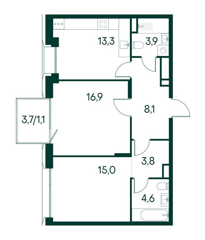 2-BD Apartment Sale, 66.7平方米 at Primavera, Volokolamskoye Highway, вл67, Moscow, Russia #2 2-BD Apartment Sale, 66.7平方米 at Primavera, Volokolamskoye Highway, вл67, Moscow, Russia #2