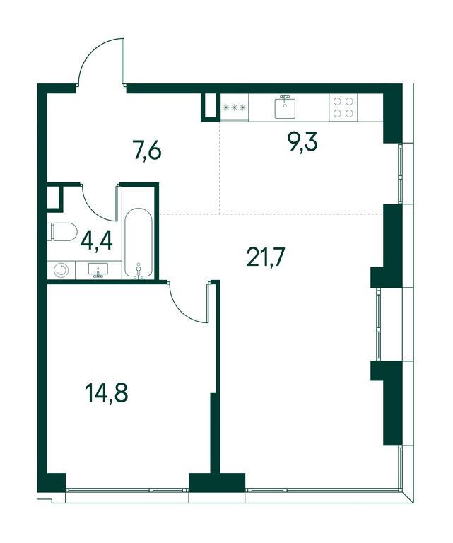 1-BD Apartment Sale, 57.8 sq. m. at Primavera, Volokolamskoye Highway, вл67, Moscow, Russia #1
