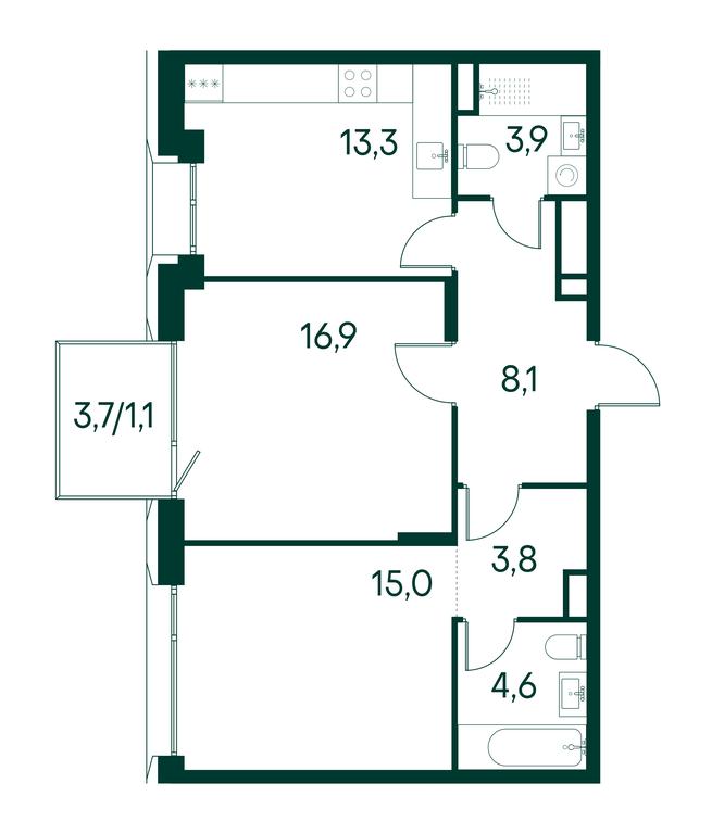 2-BD Apartment Sale, 66.7平方米 at Primavera, Volokolamskoye Highway, вл67, Moscow, Russia #2 2-BD Apartment Sale, 66.7平方米 at Primavera, Volokolamskoye Highway, вл67, Moscow, Russia #2