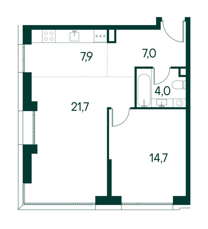 1-BD Apartment Sale, 55.3 sq. m. at Primavera, Volokolamskoye Highway, вл67, Moscow, Russia #1