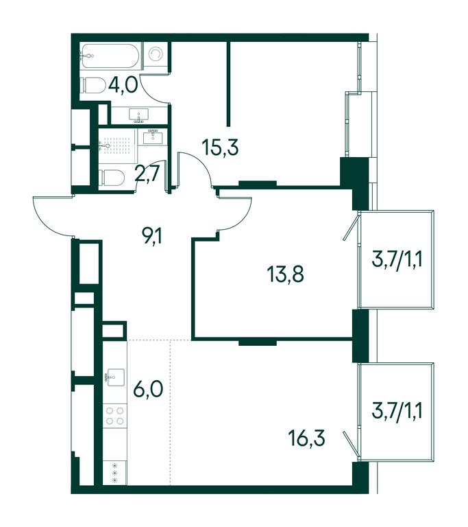 2-BD Apartment Sale, 69.4 sq. m. at Primavera, Volokolamskoye Highway, вл67, Moscow, Russia #2