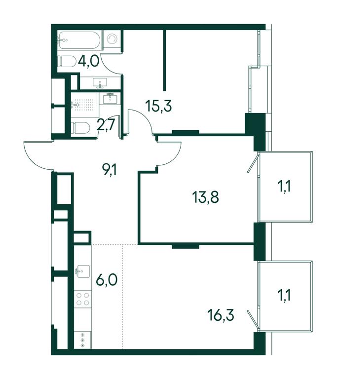 2-BD Apartment Sale, 69.4 sq. m. at Primavera, Volokolamskoye Highway, вл67, Moscow, Russia #1