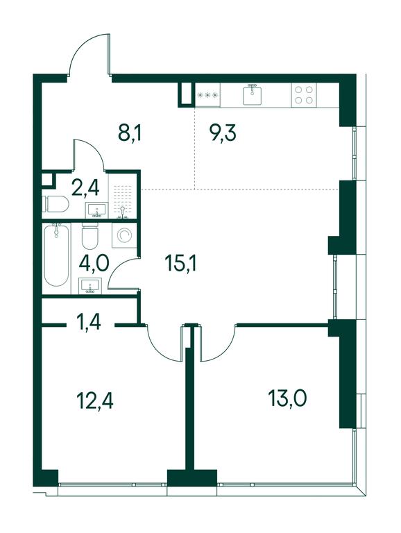 2-BD Apartment Sale, 65.7 sq. m. at Primavera, Volokolamskoye Highway, вл67, Moscow, Russia #1