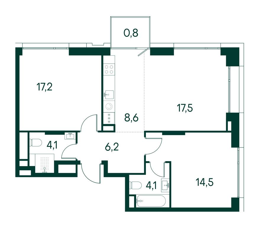 2-BD Apartment Sale, 72.9 sq. m. at Primavera, Volokolamskoye Highway, вл67, Moscow, Russia #1