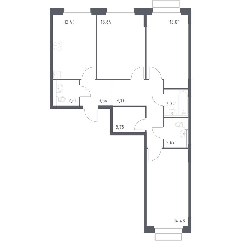 2-BD Apartment Sale, 78.54平方米 at Novoe Vnukovo, kvartal № 38, Kokoshkino Settlement, Moscow, Russia #1 2-BD Apartment Sale, 78.54平方米 at Novoe Vnukovo, kvartal № 38, Kokoshkino Settlement, Moscow, Russia #1