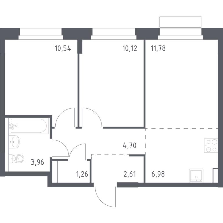 1-BD Apartment Sale, 51.95平方米 at Novoe Vnukovo, kvartal № 38, Kokoshkino Settlement, Moscow, Russia #1