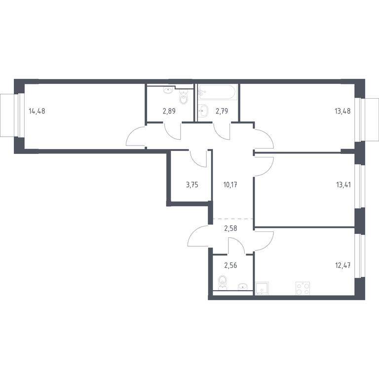 2-BD Apartment Sale, 78.58平方米 at Novoe Vnukovo, kvartal № 38, Kokoshkino Settlement, Moscow, Russia #1 2-BD Apartment Sale, 78.58平方米 at Novoe Vnukovo, kvartal № 38, Kokoshkino Settlement, Moscow, Russia #1
