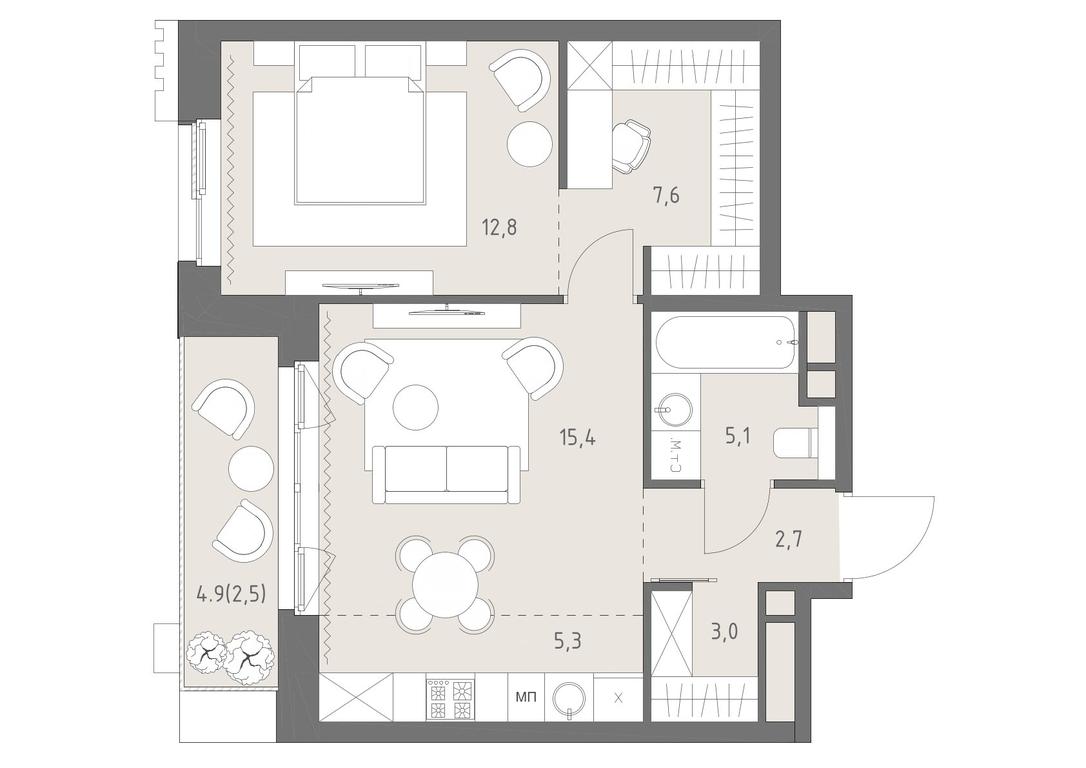 2-BD Apartment Sale, 54.4平方米 at Rodina Park, Vereyskaya Street, 12, Moscow, Russia #1