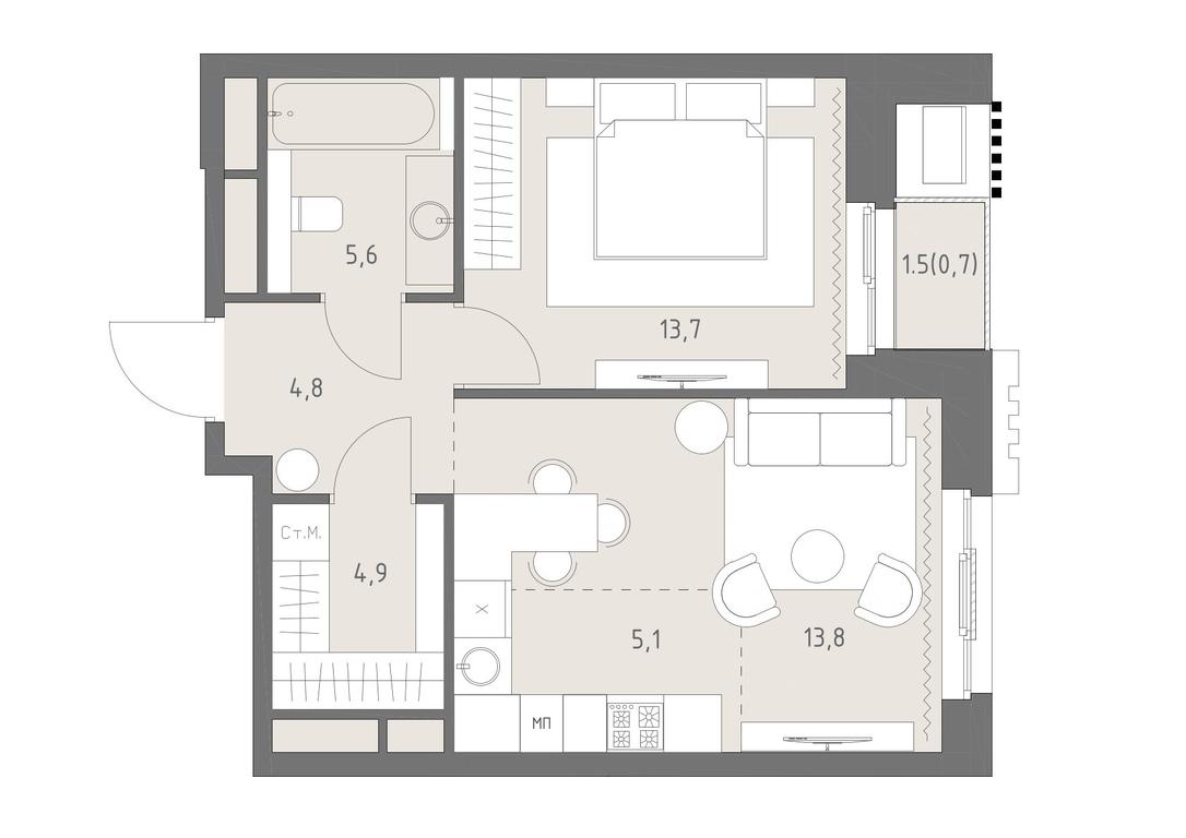 2-BD Apartment Sale, 48.6平方米 at Rodina Park, Vereyskaya Street, 12, Moscow, Russia #1 2-BD Apartment Sale, 48.6平方米 at Rodina Park, Vereyskaya Street, 12, Moscow, Russia #1