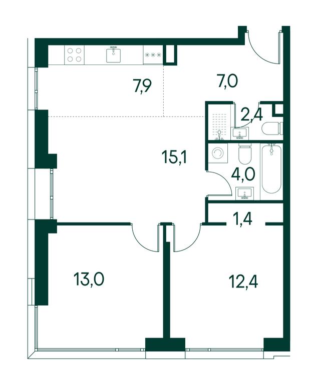2-BD Apartment Sale, 63.2 sq. m. at Primavera, Volokolamskoye Highway, вл67, Moscow, Russia #1