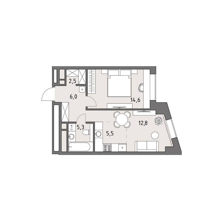 2-BD Apartment Sale, 46.6平方米 at Rodina Park, Vereyskaya Street, 12, Moscow, Russia #1
