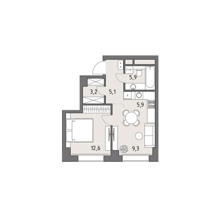 1-BD Apartment Sale, 41.8 sq. m. at Rodina Park, Vereyskaya Street, 12, Moscow, Russia #1