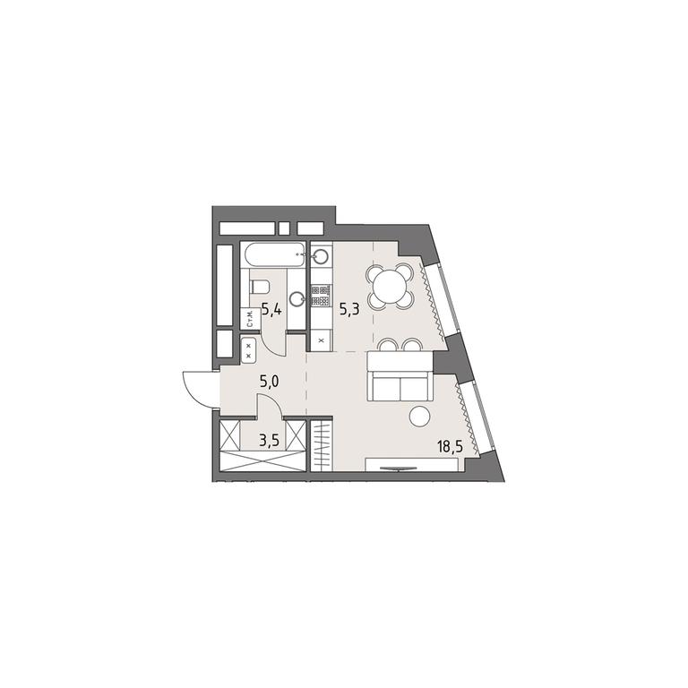 Apartment Sale, 37.6平方米 at Rodina Park, Vereyskaya Street, 12, Moscow, Russia #1