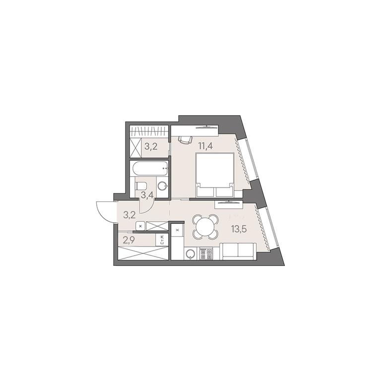 Apartment Sale, 37.6平方米 at Rodina Park, Vereyskaya Street, 12, Moscow, Russia #2