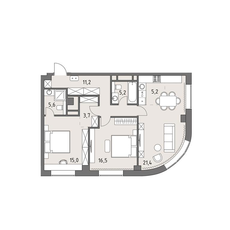 3-BD Apartment Sale, 83.9 sq. m. at Rodina Park, Vereyskaya Street, 12, Moscow, Russia #1